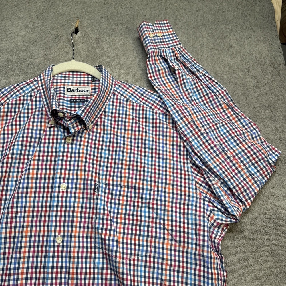 Barbour tailored fit check shirt multicolor long sleeve classic mens button XL